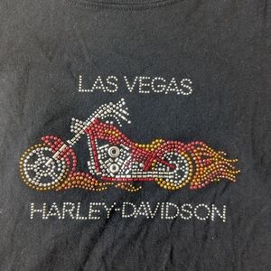 Harley-Davidson 2008 Las Vegas Nevada official tshirt rhinestones bling black